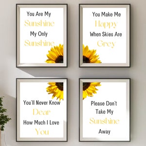 You Are My Sunshine Wandkunst - 4 Bilder digitaler Download