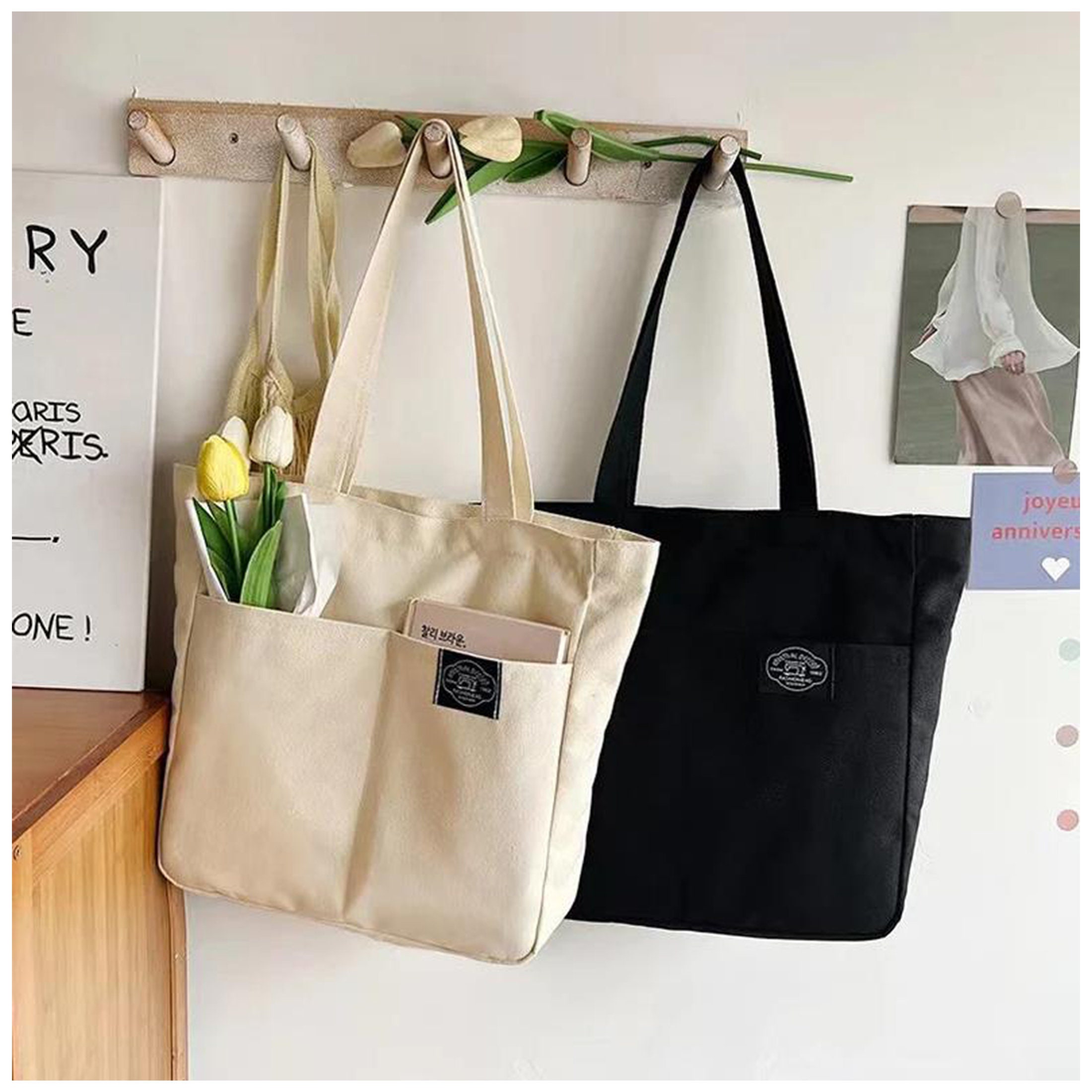 Buy Yoongi That That printed Canvas sturdy tote bag one pocket with button  closure 14  16 inches for Shopping casual outings college bags bts  Suga bag at Amazonin
