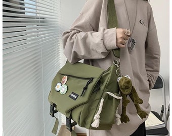 Nylon Messenger Bag, Work Bag, School Tote Bag, Flap Bag, Laptop Tote Bag, Large Capacity Crossbody Bag, Casual Sling Bag Men Women