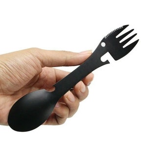 SPORK durable Metal Lightweight 5in1 Fork Spoon Bottle & Can Opener UK Seller