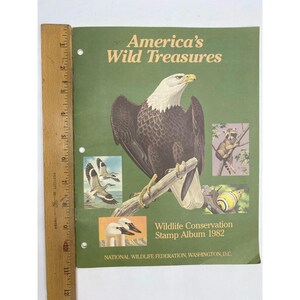 Album di francobolli del 1982 sulla conservazione della fauna selvatica con i tesori selvaggi americani GO1-L