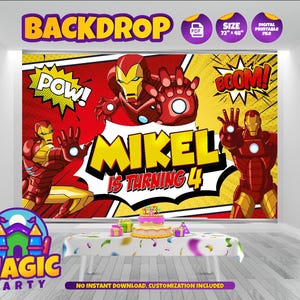 Super Heroes BackDrop 72&#39;&#39;x 48&#39;&#39; (3 ontwerpopties) - Hulk- Iron Man - Captain America - verjaardag - zelf printen - DIGITAAL BESTAND