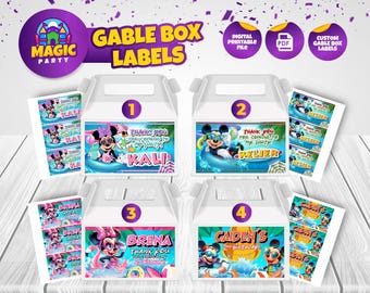 Étiquette pour boîte à dragées Minnie ou Mickey - Fête d'été - Imprimable - Modèle - Cadeau - Personnalisée - FICHIER NUMÉRIQUE