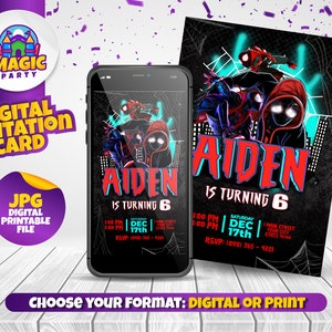 Miles Morales Invitation - Card - Birthday invitation - 5x7 - Printable - Personalized - Not Instant Download - DIGITAL FILE