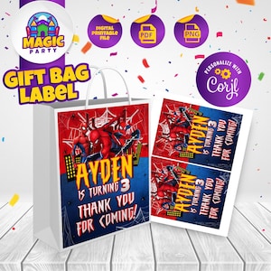 Spiderman Party Favor Bags - 5x7in - Birthday Souvenir - Candy Bags - Gift Bags - Goodie Bags - DIGITAL FILE