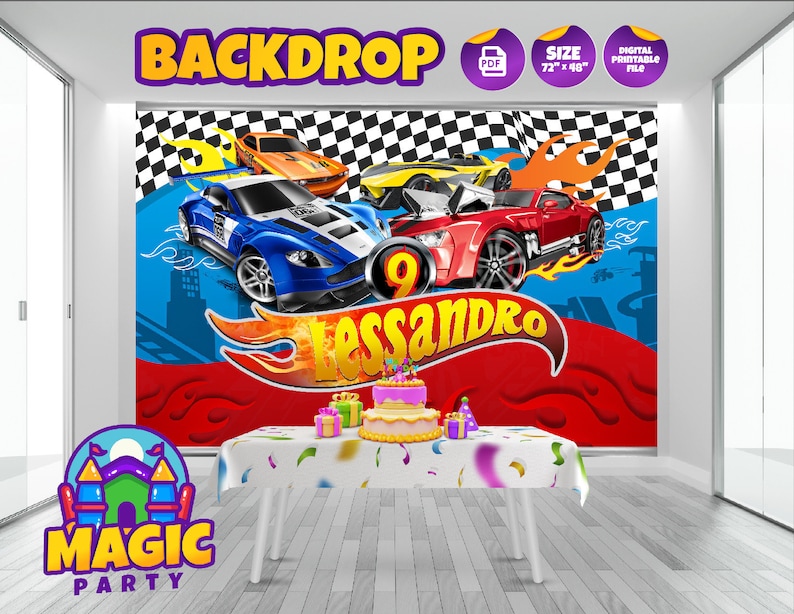 Car Raffle Backdrop Race Cars Backdrop 72''x48'' (2 Design Options) - Customizable ...