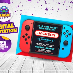 Invitation d'anniversaire Nintendo - carte - 7 x 5 - imprimable - personnalisée - pas de téléchargement immédiat - fichier numérique