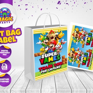 Super Mario Label für Party Favor Bags - 5x7 Größe - Geburtstag Souvenir - Candy Bags - Geschenktüten - Goodie Bags - DIGITAL DATEI