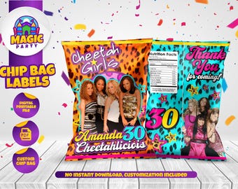 Cheetah Girls Birthday Party - Treats - Chip Bag label - Personalized - DIGITAL FILE
