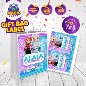Frozen Label Party Bag label - 5x7in - Birthday Souvenir - Candy Bags - Gift Bags - Goodie Bags - DIGITAL FILE