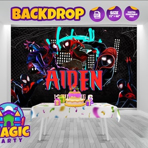 Miles Morales BackDrop - 72''x48'' - Customizable - Birthday Backdrop - Bundle - Banner - Printable - DIGITAL FILE