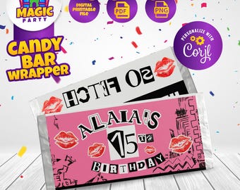 Burn Book Candy Bar Wrapper - 5.2 x 5.8" printable labels - Chocolate - Bar wrapper - Wrapper Birthday - Printable - Template - DIGITAL FILE