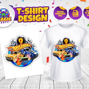 Race Cars T-shirt design - Kids Birthday - Printable Template - T-shirt party, kids - Editable T-shirt - Personalized - DIGITAL FILE
