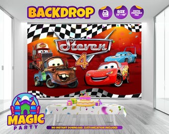 Cars BackDrop 72''x48'' (2 Design Options) - Customizable - Birthday Backdrop - Banner - Print-it-Yourself - DIGITAL FILE
