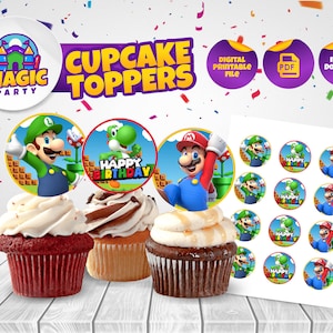Super Mario Cupcake Toppers - 2inch -  *Instant Download* - Birthday Party Cupcake Picks - Toppers - DIGITAL FILE
