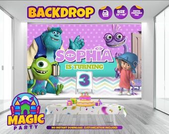 Monsters Inc Party BackDrop 72''x48'' - Customizable - Birthday Backdrop - Banner - Print-it-Yourself - DIGITAL FILE
