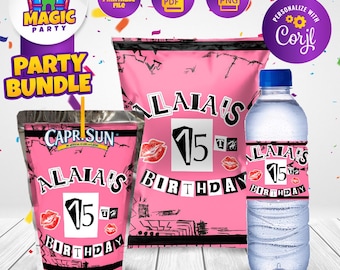 Burn Book - Mean Girls Party Bundle - Movie Party Treats - Chip Bag - Capri Sun labels - Water Bottle Labels - Personalized - DIGITAL FILE