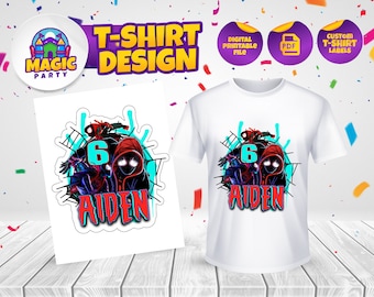 Miles Morales T-shirt design - Kids Birthday - Printable Template - T-shirt party, kids - Editable T-shirt - Personalized - DIGITAL FILE