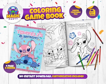 Stitch & Angel Coloring Book - Party Activity - Birthday - Printable - Personalized - Not Instant Download - DIGITAL FILE