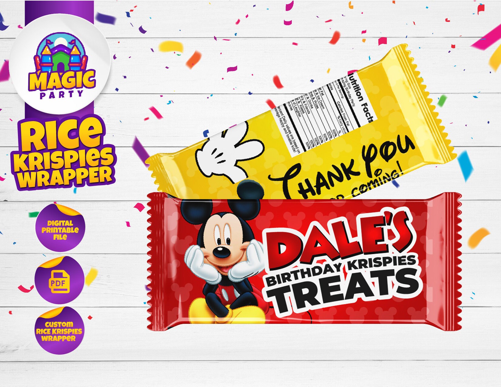 Mickey Rice Ky Mickey Rice Krispies Wrapper - Birthday Candy Wrappers - Kids Rice ...