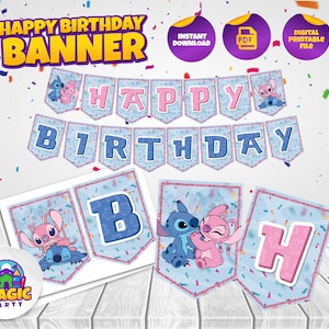 Decorazione per feste Stitch & Angel *Download immediato* Banner per feste - Hot cars - Festa di compleanno - Stampa, ritaglia e appendi! - FILE DIGITALE