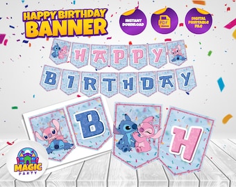 Stitch & Angel Party Decor *Instant Download* Party Banner - Hot cars - Birthday Party - Print, Trim and Hang! - DIGITAL FILE