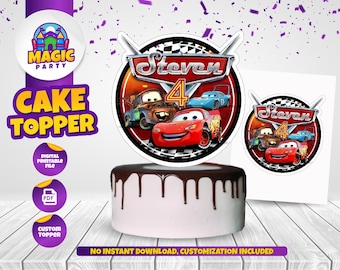 Cars Cake Topper (3 design options) - Birthday - Decoration - 8.5x11 Printable - Personalized - Not Instant Download - DIGITAL FILE