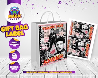 Elvis Party Bag label - 5x7in - Birthday Souvenir - Candy Bags - Gift Bags - Goodie Bags - DIGITAL FILE