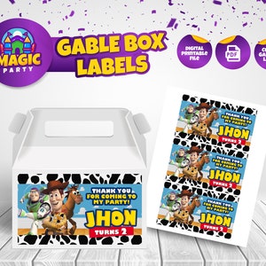Toy Story Gable Box label - Printable - Party Treats - Editable Template - Party Favor - Personalized - Kids Birthday - DIGITAL FILE