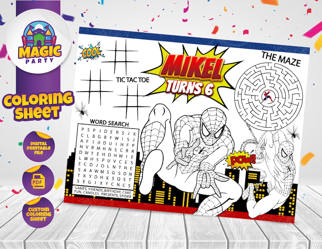 Spiderman Coloring Sheet (2 Design Options) - Party Activity - Birthday ...