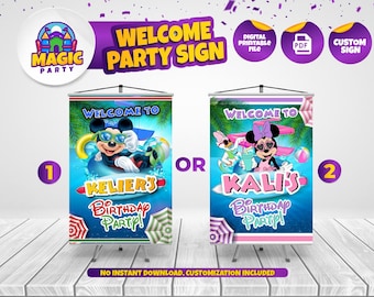 Mickey or Minnie Pool Party Welcome Sign - (2 design options) - 17x25in - Birthday - Banner - Printable - Personalized - DIGITAL FILE