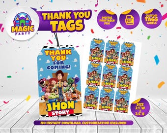 Toy Story Thank you Tags - 2.1x3.5in - Gift Tag - Favor Tags - Personalized - Printable - Kids Birthday - DIGITAL FILE
