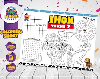 Toy Story Coloring Sheet - Party Activity - Birthday - Printable - Personalized - Not Instant Download - DIGITAL FILE