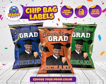 Prom Souvenir- Party Treat - Chip Bag label - Personalized - DIGITAL FILE