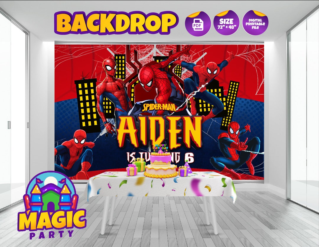 Spiderman Backdrop 72''x48'' Customizable Birthday Backdrop Bundle ...