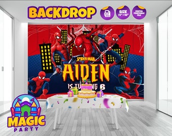 Spiderman BackDrop - 72''x48'' - Customizable - Birthday Backdrop - Bundle - Banner - Printable - DIGITAL FILE