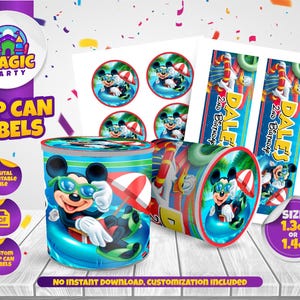 Étiquette pour boîte de chips Mickey Mouse (2 modèles au choix) - Format 37 g ou 40 g - Friandises de fête - Étiquettes d'anniversaire - Personnalisée - FICHIER NUMÉRIQUE