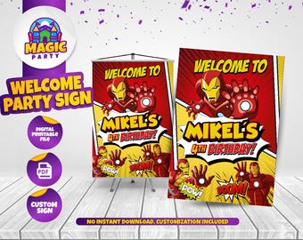 Avengers Welcome Sign - 17x25in - Birthday Entrance sign - Custom Poster - Printable Sign - Personalized - DIGITAL FILE