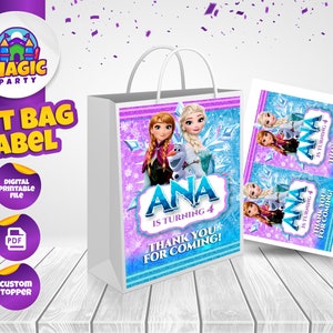 Etichetta per sacchetti per feste Frozen - 5 x 7 pollici - Souvenir di compleanno - Sacchetti per caramelle - Sacchetti regalo - Sacchetti regalo - FILE DIGITALE