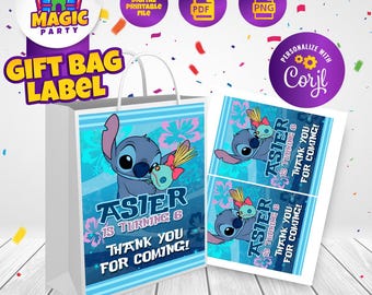 Stitch Label for Party Favor Bags - 5x7 size - Birthday Souvenir - Candy Bags - Gift Bags - Goodie Bags - DIGITAL FILE