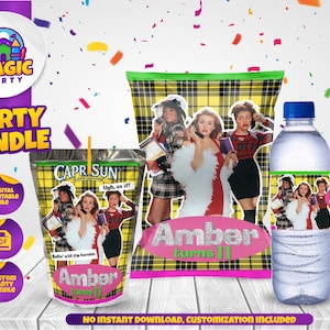 Clueless Party Bundle - Party Treats - Chip Bag - Capri Sun labels - Water Bottle Labels - Personalized - DIGITAL FILE