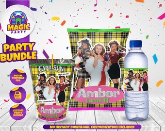 Clueless Party Bundle - Party Treats - Chip Bag - Capri Sun labels - Water Bottle Labels - Personalized - DIGITAL FILE