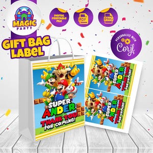 Super Mario Label for Party Favor Bags - 5x7 size - Birthday Souvenir - Candy Bags - Gift Bags - Goodie Bags - DIGITAL FILE