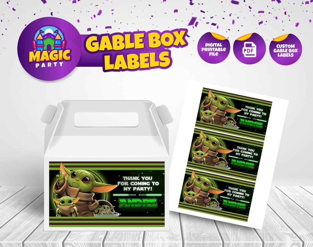 Baby Yoda Gable Box Label - Printable - Party Treats - Editable ...