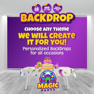 Any Theme BackDrop 72&#39;&#39;x48&#39;&#39; - Created for You - Pick your Design, size and theme - Birthday Backdrop - Print-it-Yourself - DIGITAL FILE