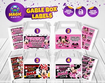 Étiquette pour boîte Minnie Gable (4 modèles au choix) - À imprimer - Friandises - Modèle - Cadeau d'invité - Personnalisé - Anniversaire d'enfant - FICHIER NUMÉRIQUE