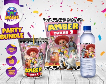 Paquete de fiesta de cumpleaños de Toy Story - Golosinas de fiesta - Bolsa de chips - Etiquetas Capri Sun - Etiquetas de botellas de agua - Personalizado - ARCHIVO DIGITAL