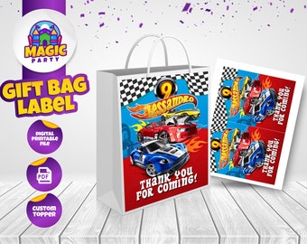 Race Cars Label for Party Favor Bags - 5x7 size - Birthday Souvenir - Candy Bags - Gift Bags - Goodie Bags - DIGITAL FILE