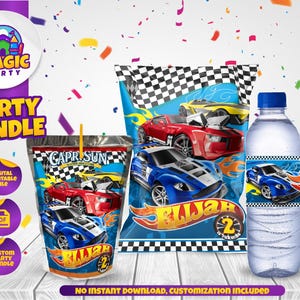 Race Cars Birthday Party Bundle - Race - Party Treats - Chip Bag - Capri Sun labels - Water Bottle Labels - Personalized - DIGITAL FILE
