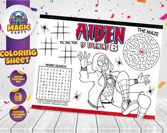 Miles Morales Coloring Sheet - Party Activity - Birthday - Printable - Personalized - Not Instant Download - DIGITAL FILE